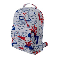 Nautical Cats Seamless Pattern Flap Pocket Backpack (large)