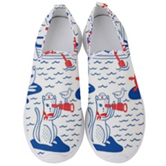 Nautical Cats Seamless Pattern Men s Slip On Sneakers by Jancukart