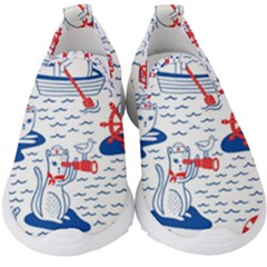 Nautical Cats Seamless Pattern Kids  Slip On Sneakers