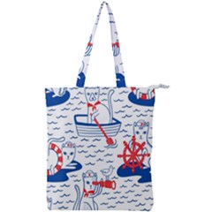 Nautical Cats Seamless Pattern Double Zip Up Tote Bag by Jancukart