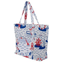 Nautical Cats Seamless Pattern Zip Up Canvas Bag