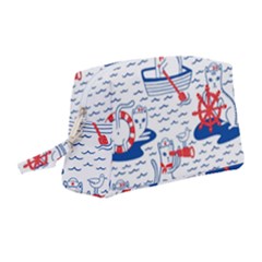 Nautical Cats Seamless Pattern Wristlet Pouch Bag (medium)