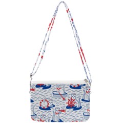 Nautical Cats Seamless Pattern Double Gusset Crossbody Bag