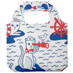 Nautical Cats Seamless Pattern Foldable Grocery Recycle Bag by Jancukart