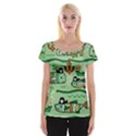 Seamless Pattern Fishes Pirates Cartoon Cap Sleeve Top View1