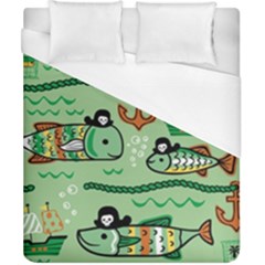 Seamless Pattern Fishes Pirates Cartoon Duvet Cover (california King Size)