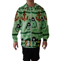 Seamless Pattern Fishes Pirates Cartoon Kids  Hooded Windbreaker