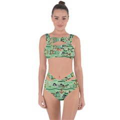 Seamless Pattern Fishes Pirates Cartoon Bandaged Up Bikini Set 