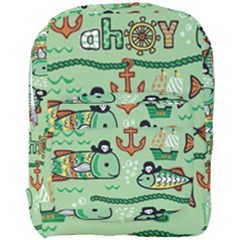 Seamless Pattern Fishes Pirates Cartoon Full Print Backpack