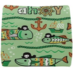 Seamless Pattern Fishes Pirates Cartoon Seat Cushion