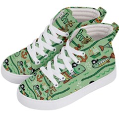 Seamless Pattern Fishes Pirates Cartoon Kids  Hi-top Skate Sneakers