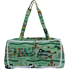 Seamless Pattern Fishes Pirates Cartoon Multi Function Bag