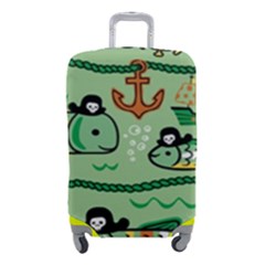 Seamless Pattern Fishes Pirates Cartoon Luggage Cover (small) by Jancukart