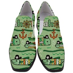 Seamless Pattern Fishes Pirates Cartoon Women Slip On Heel Loafers by Jancukart