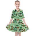 Seamless Pattern Fishes Pirates Cartoon Kids  All Frills Chiffon Dress View1