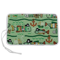 Seamless Pattern Fishes Pirates Cartoon Pen Storage Case (s)