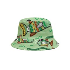 Seamless Pattern Fishes Pirates Cartoon Inside Out Bucket Hat (kids)