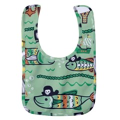 Seamless Pattern Fishes Pirates Cartoon Baby Bib