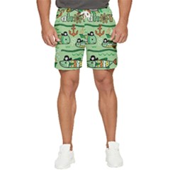 Seamless Pattern Fishes Pirates Cartoon Men s Runner Shorts