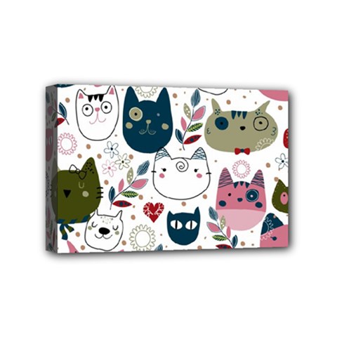 Pattern With Cute Cat Heads Mini Canvas 6  X 4  (stretched)