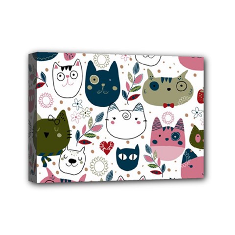 Pattern With Cute Cat Heads Mini Canvas 7  X 5  (stretched)