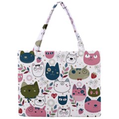 Pattern With Cute Cat Heads Mini Tote Bag