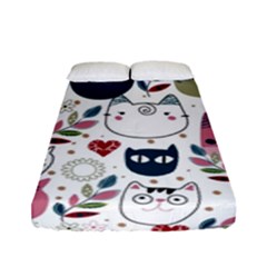 Pattern With Cute Cat Heads Fitted Sheet (full/ Double Size)