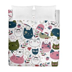 Pattern With Cute Cat Heads Duvet Cover Double Side (full/ Double Size)