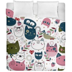 Pattern With Cute Cat Heads Duvet Cover Double Side (california King Size)