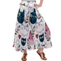 Pattern With Cute Cat Heads Satin Palazzo Pants View1