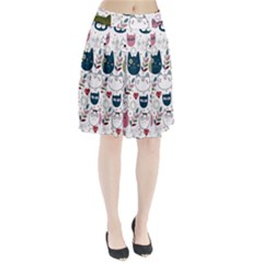 Pattern With Cute Cat Heads Pleated Skirt