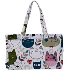 Pattern With Cute Cat Heads Canvas Work Bag by Jancukart