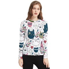 Pattern With Cute Cat Heads Women s Long Sleeve Rash Guard by Jancukart