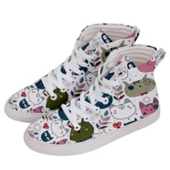 Pattern With Cute Cat Heads Men s Hi-top Skate Sneakers