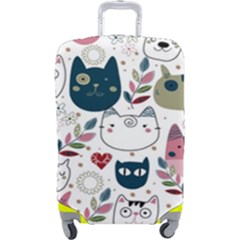 Pattern With Cute Cat Heads Luggage Cover (large)