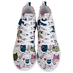 Pattern With Cute Cat Heads Men s Lightweight High Top Sneakers by Jancukart