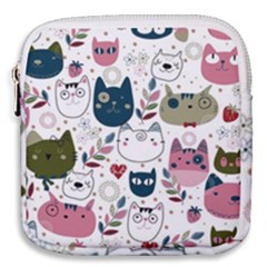 Pattern With Cute Cat Heads Mini Square Pouch