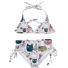 Pattern With Cute Cat Heads Kids  Classic Bikini Set