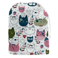 Pattern With Cute Cat Heads Drawstring Pouch (3xl)