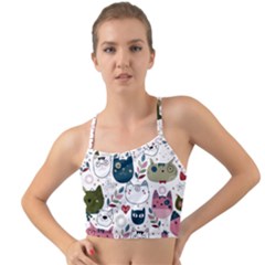 Pattern With Cute Cat Heads Mini Tank Bikini Top