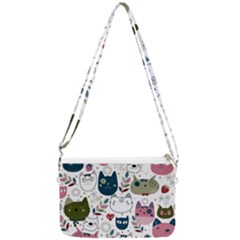 Pattern With Cute Cat Heads Double Gusset Crossbody Bag