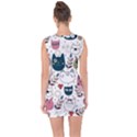 Pattern With Cute Cat Heads Lace Up Front Bodycon Dress View2