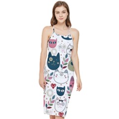 Pattern With Cute Cat Heads Bodycon Cross Back Summer Dress