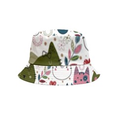 Pattern With Cute Cat Heads Inside Out Bucket Hat (kids)