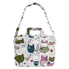 Pattern With Cute Cat Heads Macbook Pro Shoulder Laptop Bag (large)