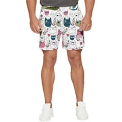 Pattern With Cute Cat Heads Men s Runner Shorts