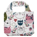 Pattern With Cute Cat Heads Premium Foldable Grocery Recycle Bag View1