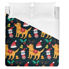 Funny Christmas Pattern Background Duvet Cover (queen Size) by Jancukart