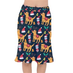 Funny Christmas Pattern Background Short Mermaid Skirt by Jancukart