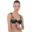 Funny Christmas Pattern Background Front Tie Bikini Top View1